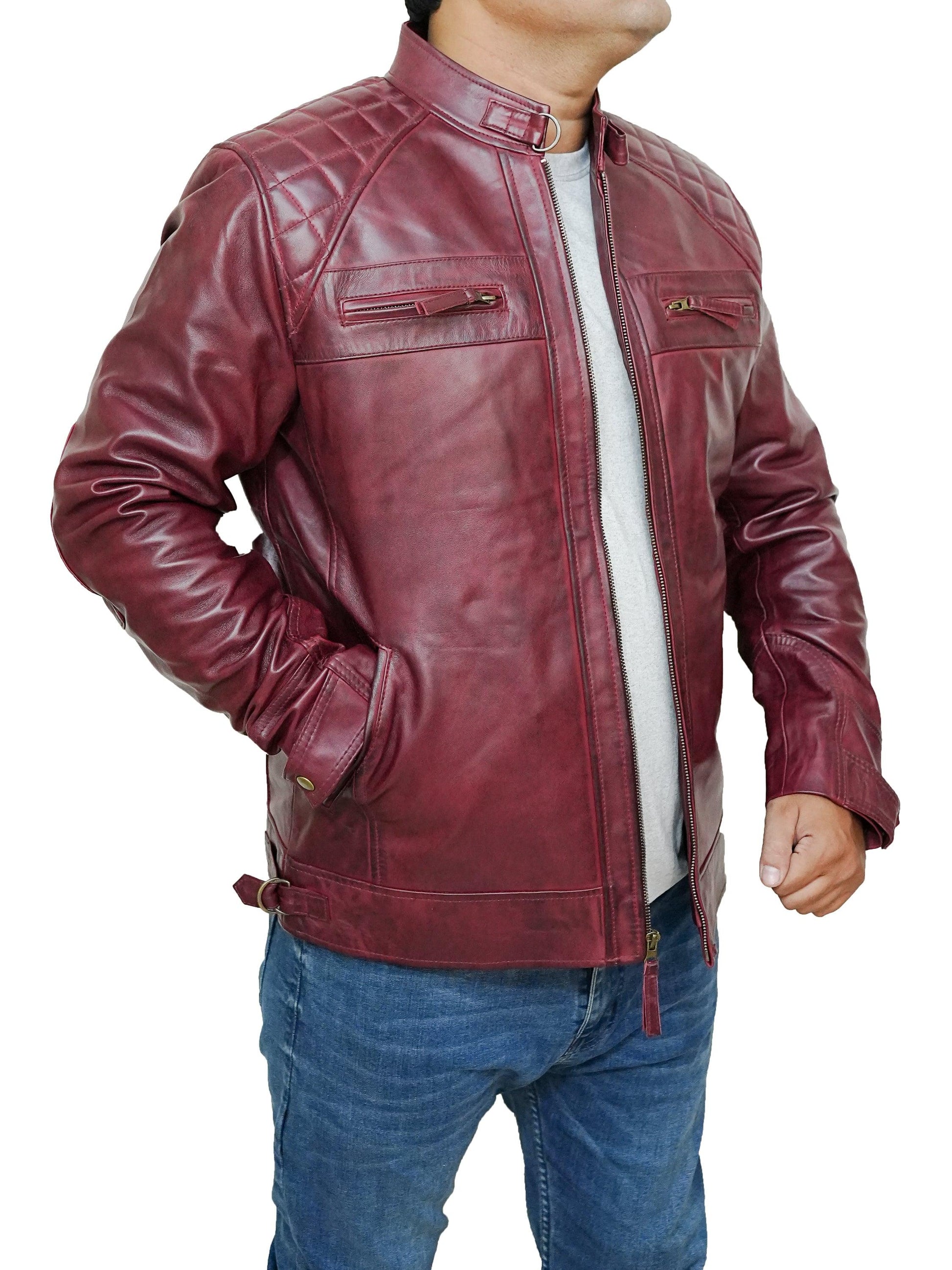 Bringo_Mens_Quilted_Shoulders_Moto_Biker_Cafe_Racer_Metal_Zipper_Strap_Collar_Maroon_Lambskin_Leather_Jacket