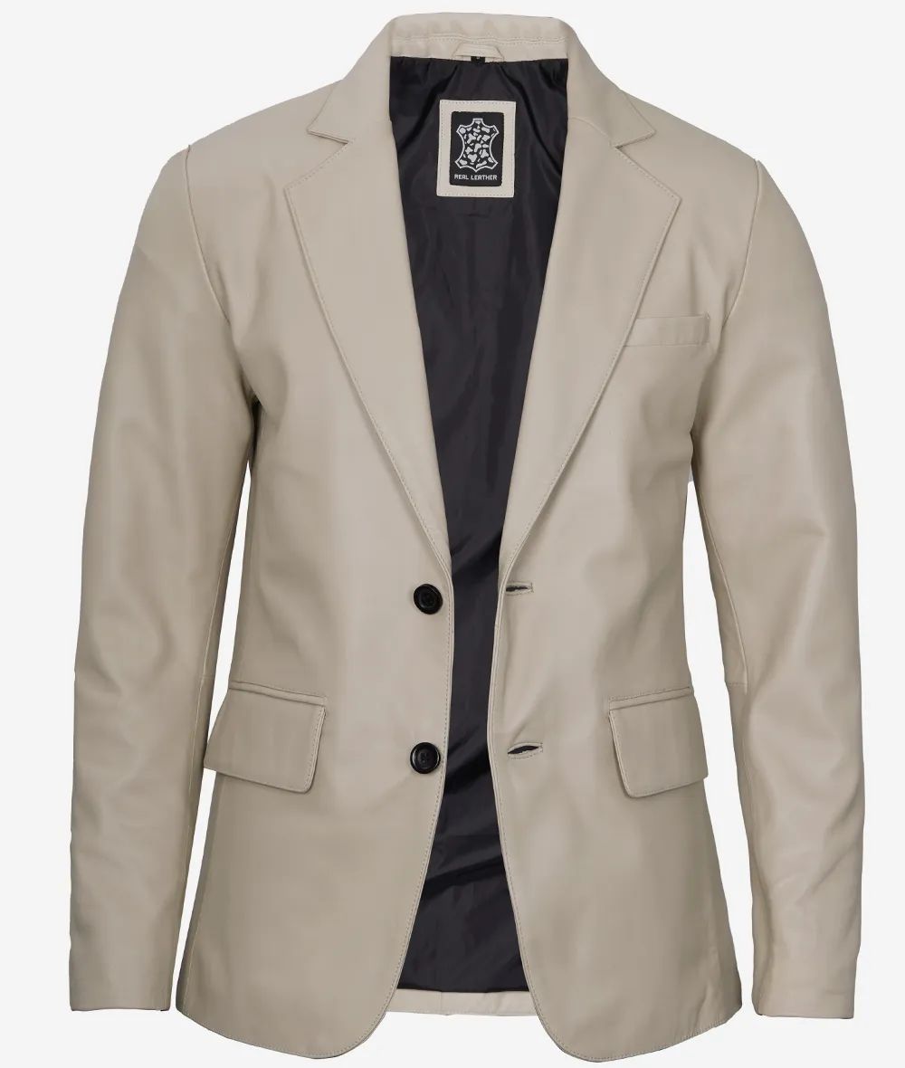 Bringo_Mens_Two_Button_Notch_Lapel_Beige_Lambskin_Leather_Blazer_Vents