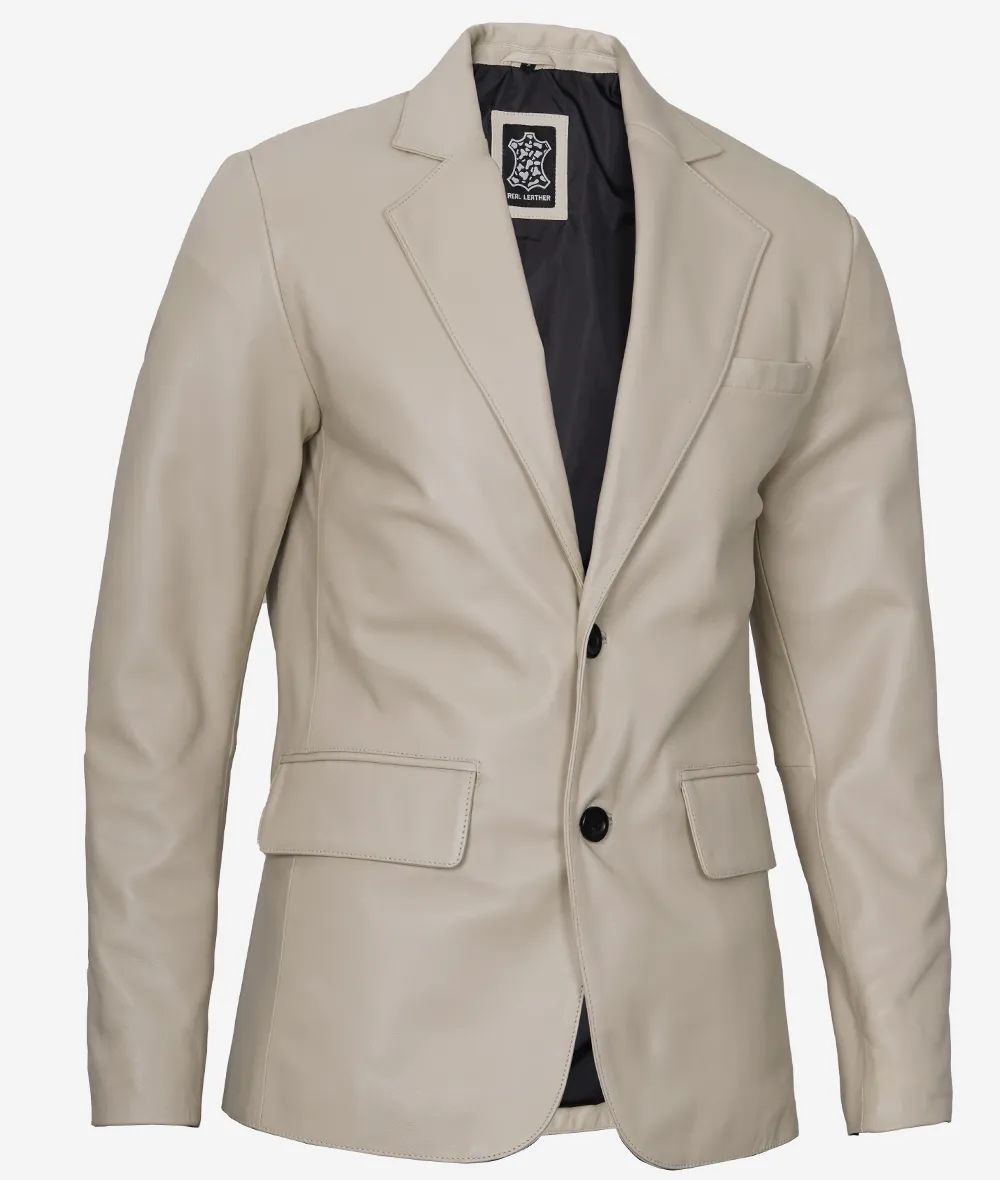 Bringo_Mens_Two_Button_Notch_Lapel_Beige_Lambskin_Leather_Blazer_Vents