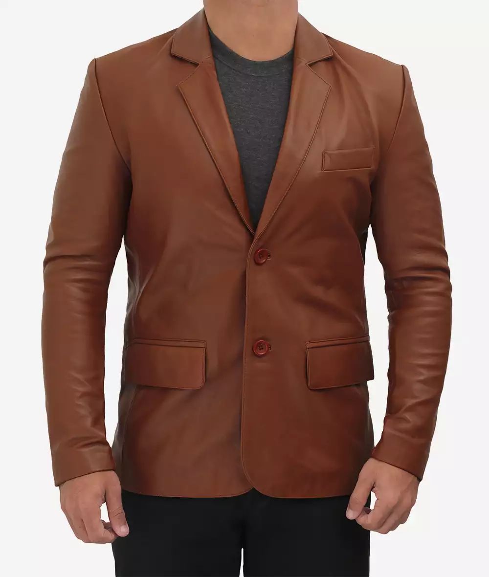 Bringo_Mens_Two_Button_Notch_Lapel_Brown_Cognac_Lambskin_Leather_Blazer_Coat_Vents