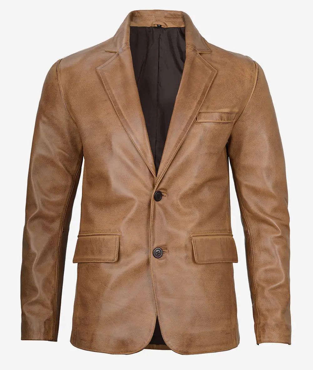 Bringo_Mens_Two_Button_Notch_Lapel_Camel_Brown_Lambskin_Leather_Blazer_Vents