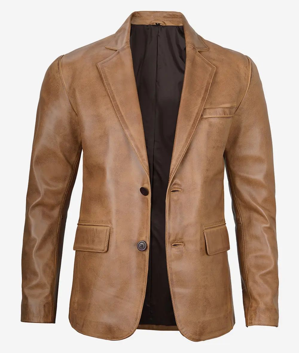 Bringo_Mens_Two_Button_Notch_Lapel_Camel_Brown_Lambskin_Leather_Blazer_Vents