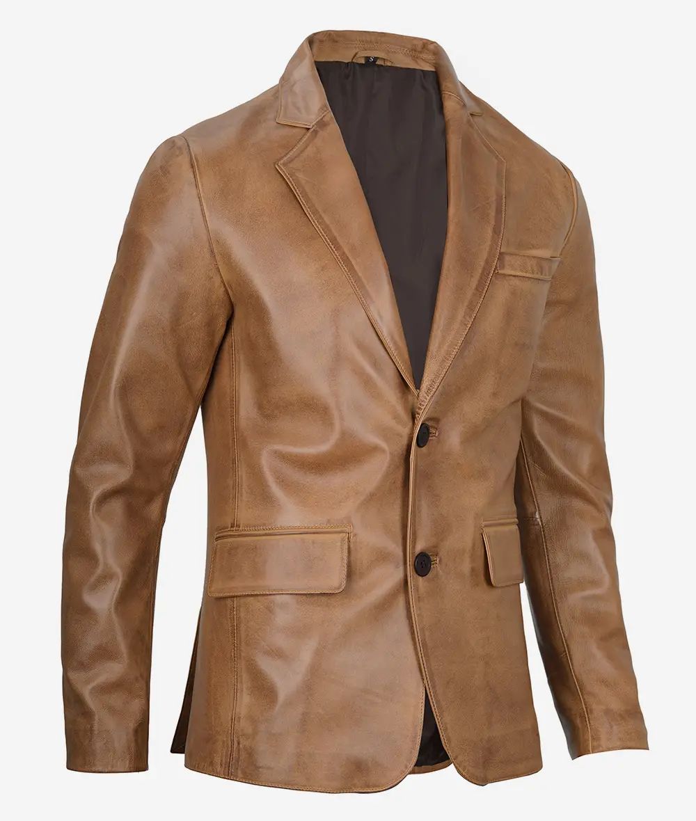 Bringo_Mens_Two_Button_Notch_Lapel_Camel_Brown_Lambskin_Leather_Blazer_Vents