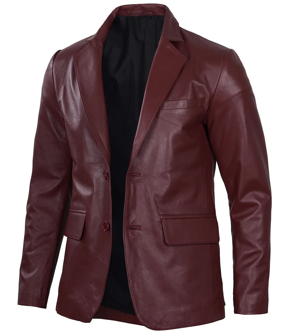 Bringo_Mens_Two_Button_Notch_Lapel_Maroon_Lambskin_Leather_Blazer_Coat_Vents