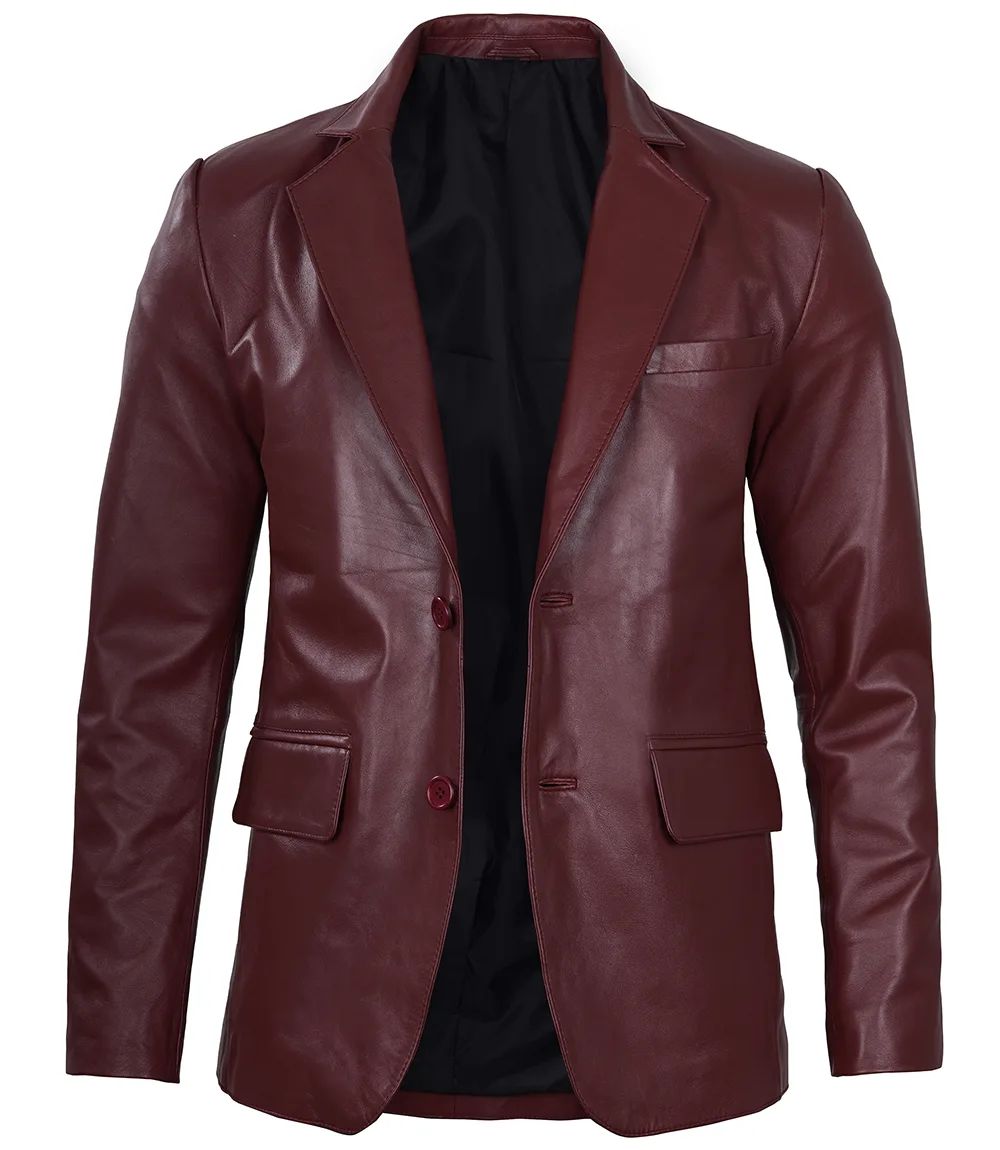 Bringo_Mens_Two_Button_Notch_Lapel_Maroon_Lambskin_Leather_Blazer_Coat_Vents