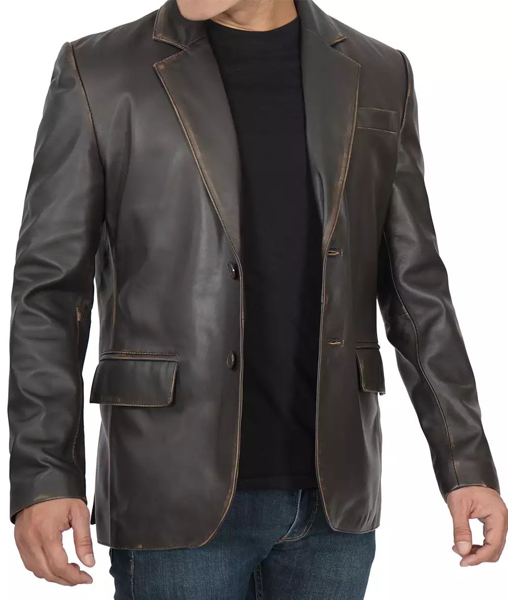 Bringo_Mens_Two_Button_Notch_Lapel_Vintage_Dark_Brown_Lambskin_Leather_Blazer_Vents