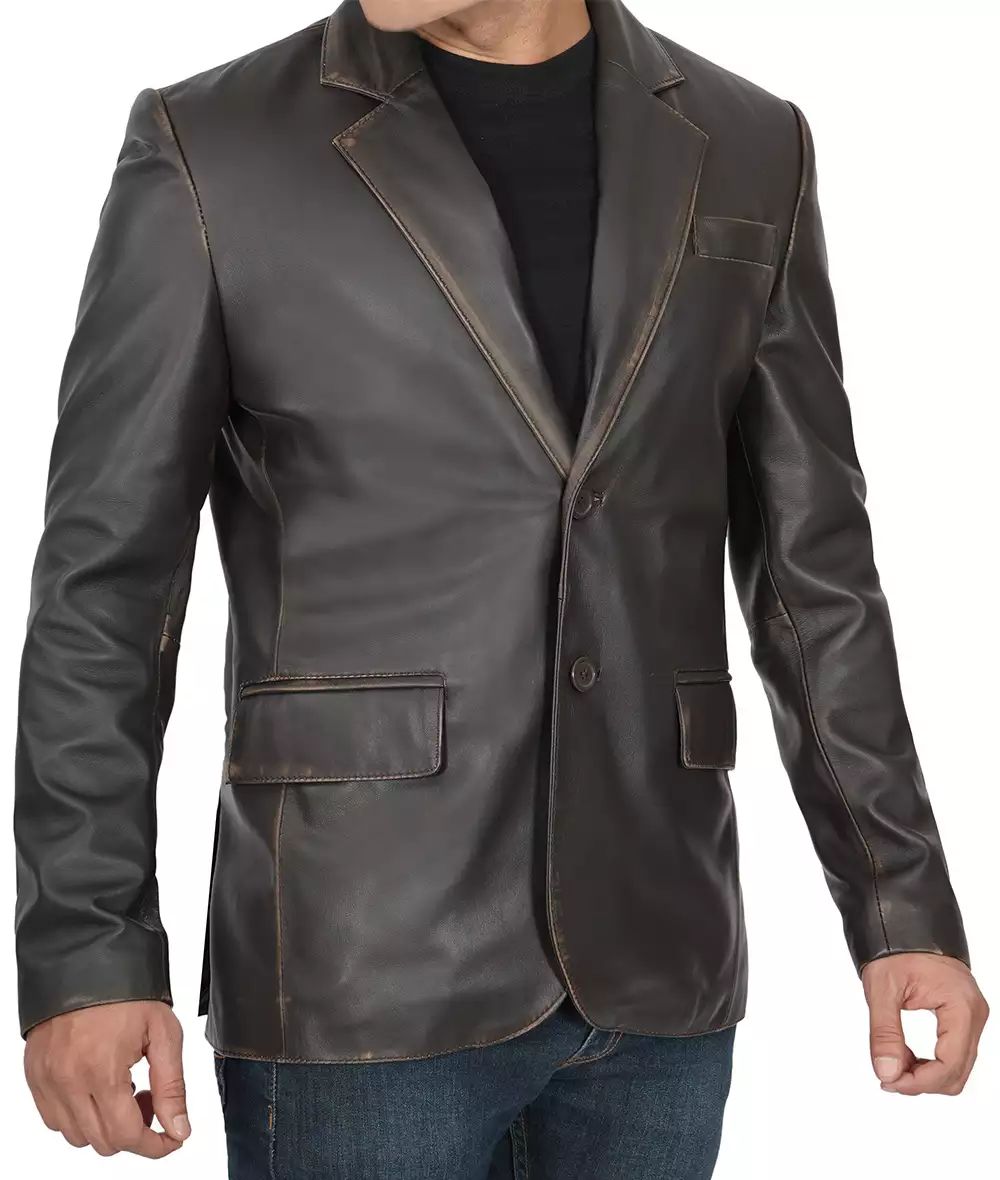Bringo_Mens_Two_Button_Notch_Lapel_Vintage_Dark_Brown_Lambskin_Leather_Blazer_Vents