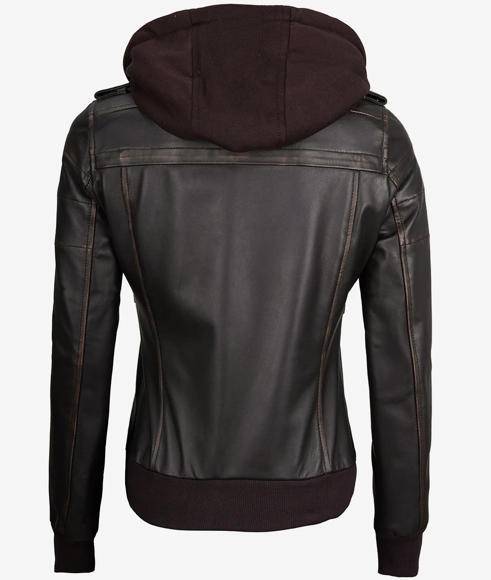 Bringo_Womens_Moto_Biker_Racer_Bomber_Removable_Hood_Belted_Buckle_Collar_Rub_Off_Vintage_Brown_Lambskin_Leather_Jacket