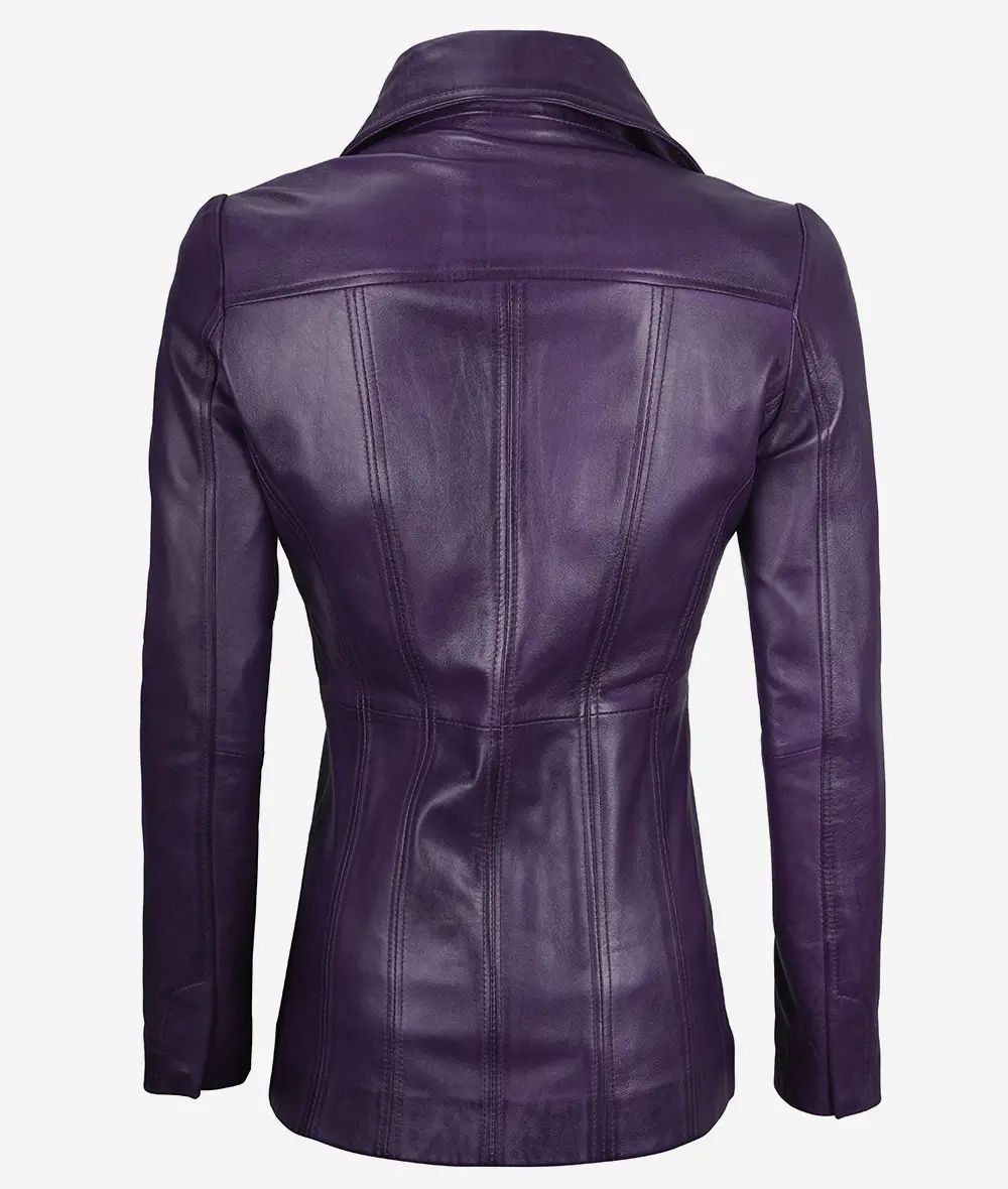 Bringo_Womens_Three_Button_Lapel_Collar_Purple_Lambskin_Leather_Blazer