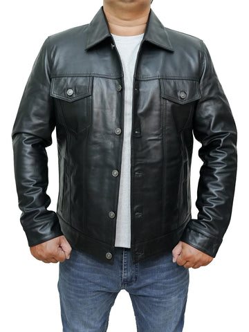 Men's New Stylish Trucker Real Lambskin Leather Jacket