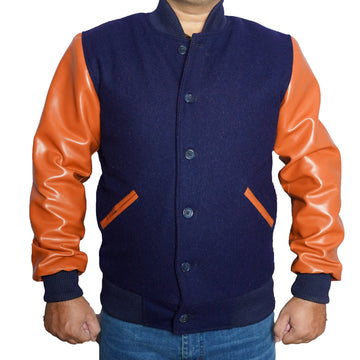 Men's Letterman Baseball Wool & Leather Sleeves Varsity Jacket