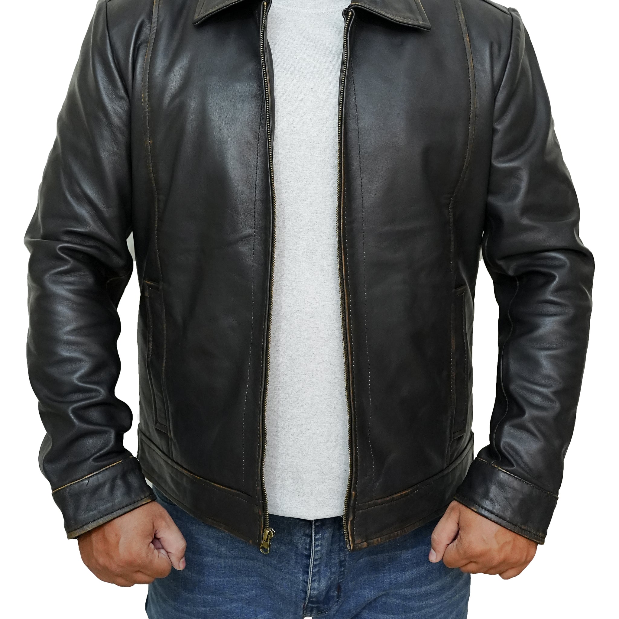 Men's Designer Look Real Lambskin Trucker Leather Jacket