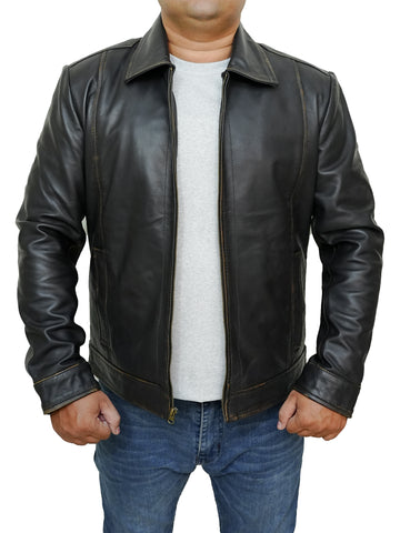 Men's Designer Look Real Lambskin Trucker Leather Jacket