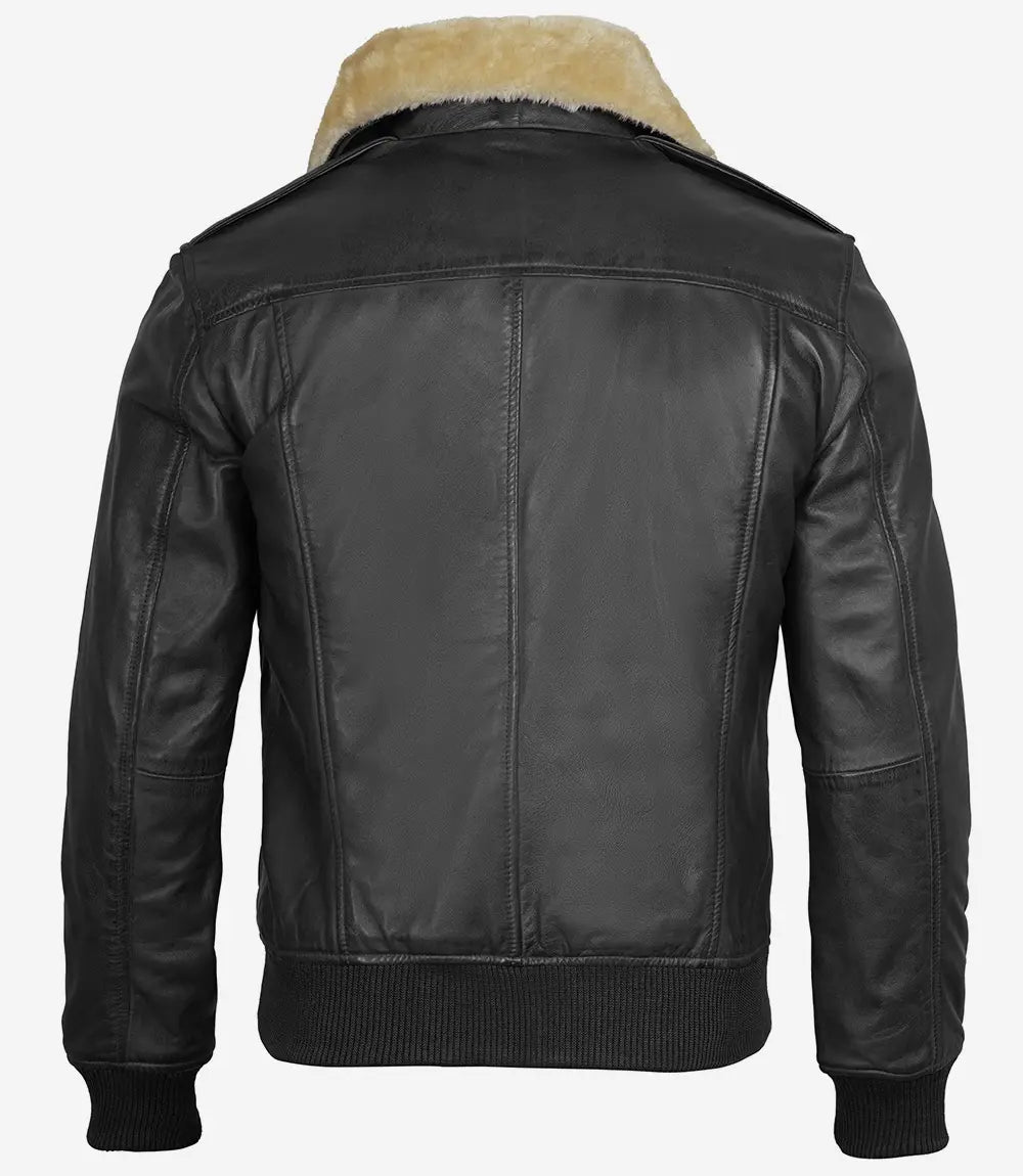 Bringo_Mens_Moto_Biker_Racer_Bomber_Trucker_Fur_Collar_Black_Lambskin_Leather_Jacket