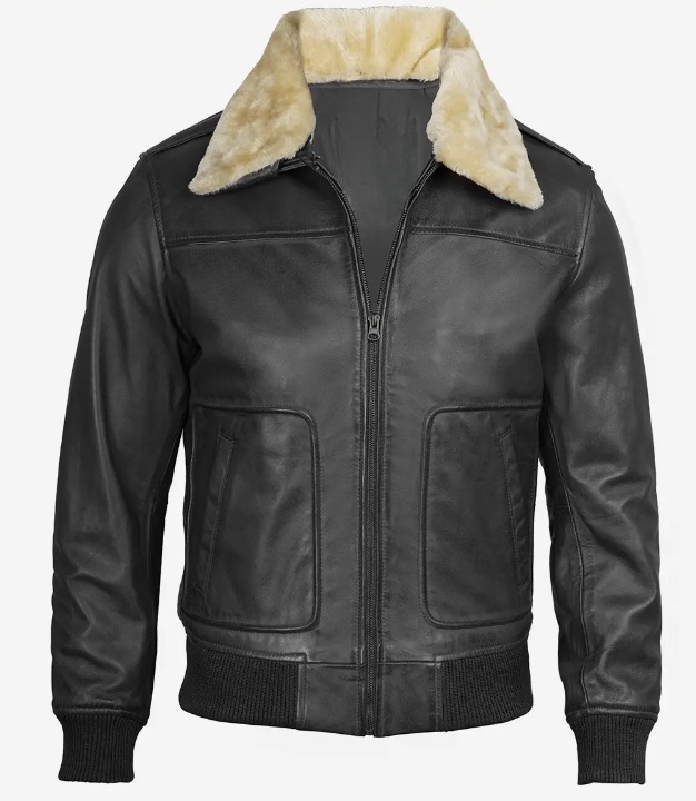 Bringo_Mens_Moto_Biker_Racer_Bomber_Trucker_Fur_Collar_Black_Lambskin_Leather_Jacket