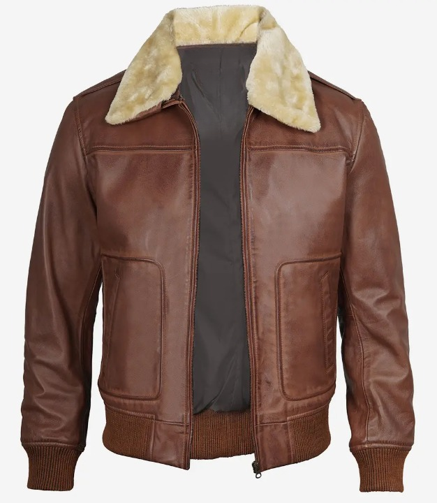 Bringo_Mens_Moto_Biker_Racer_Bomber_Trucker_Fur_Collar_Cognac_Lambskin_Leather_Jacket