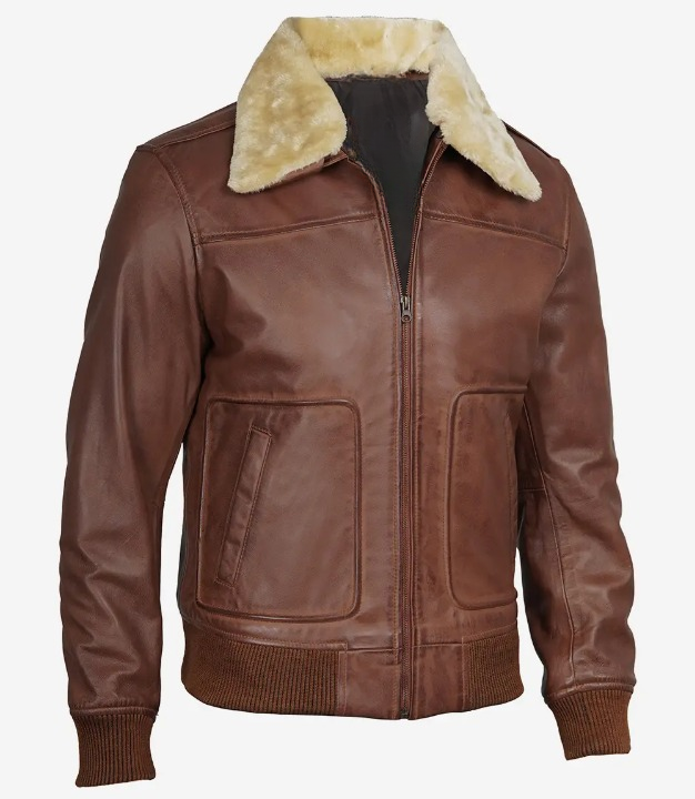 Bringo_Mens_Moto_Biker_Racer_Bomber_Trucker_Fur_Collar_Cognac_Lambskin_Leather_Jacket