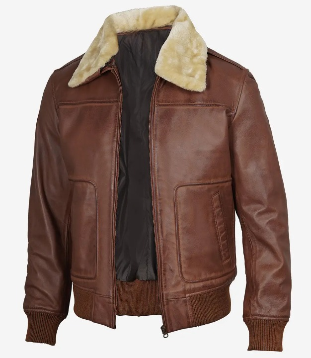 Bringo_Mens_Moto_Biker_Racer_Bomber_Trucker_Fur_Collar_Cognac_Lambskin_Leather_Jacket