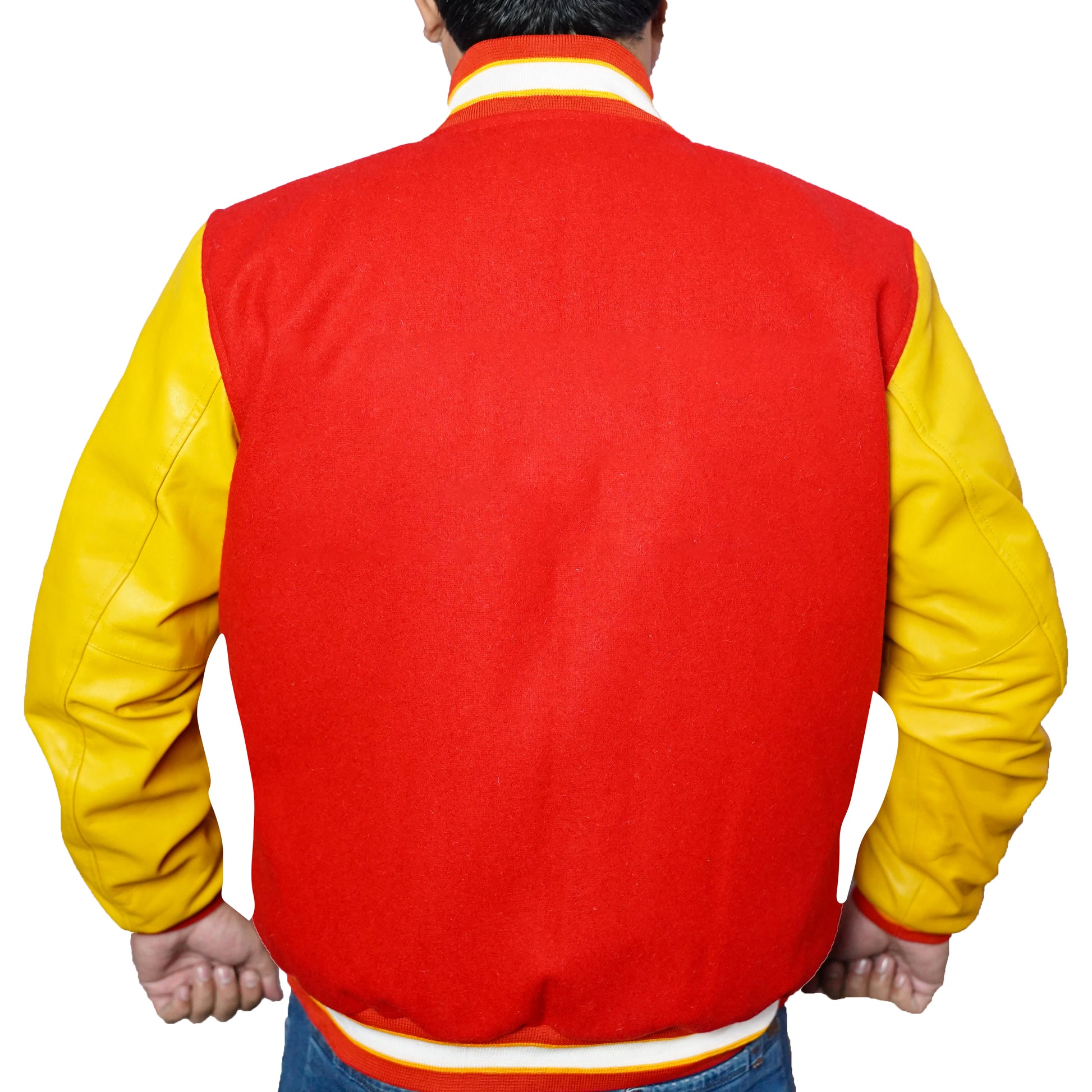 Bringo_Mens_Moto_Biker_Racer_Bomber_Varsity_Letterman_Jacket_Red_Wool_Yellow_Lambskin_Leather_Rib