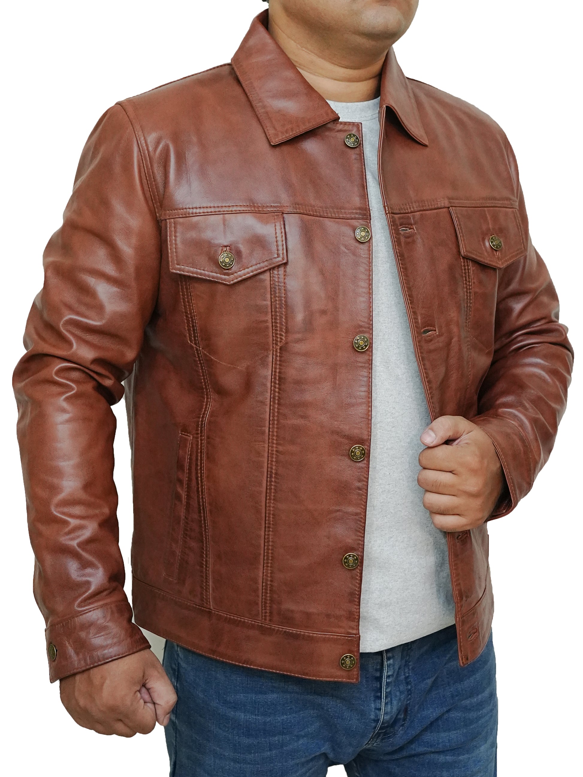 Bringo_Mens_Moto_Biker_Racer_Trucker_Shirt_Collar_Button_Cognac_Lambskin_Leather_Jacket