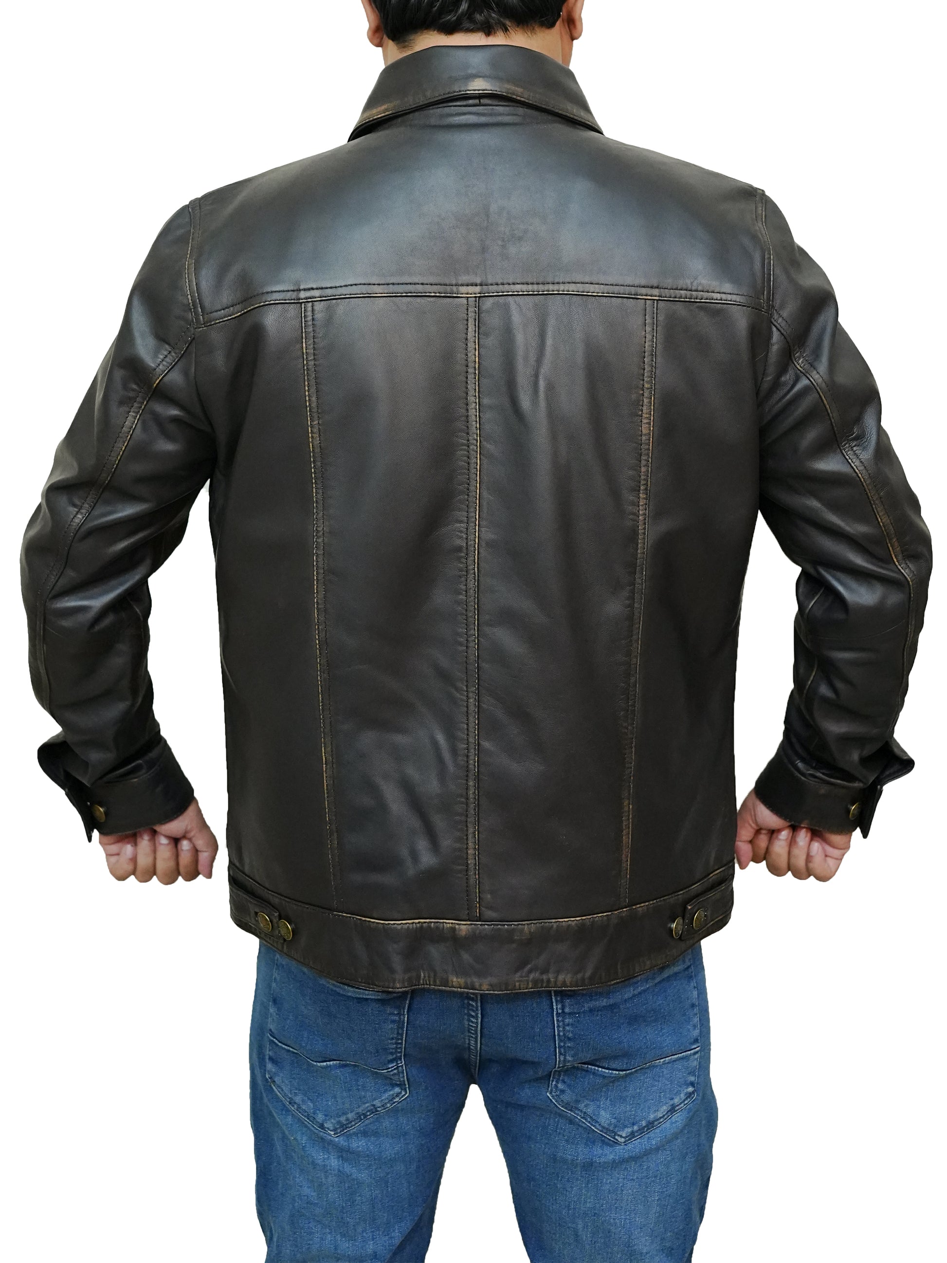 Bringo_Mens_Moto_Biker_Racer_Trucker_Shirt_Collar_Button_Vintage_Dark_Brown_Lambskin_Leather_Jacket