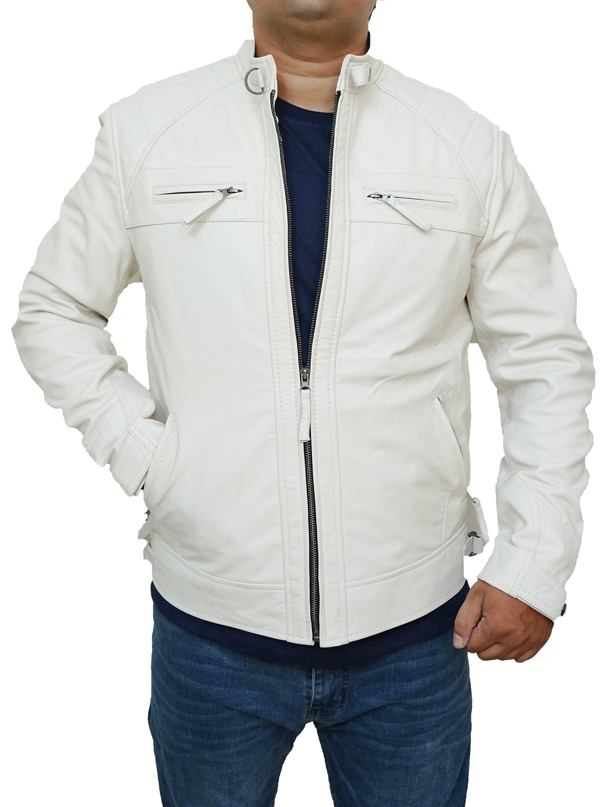 Bringo_Mens_Quilted_Shoulders_Moto_Biker_Cafe_Racer_Metal_Zipper_Strap_Collar_White_Lambskin_Leather_Jacket
