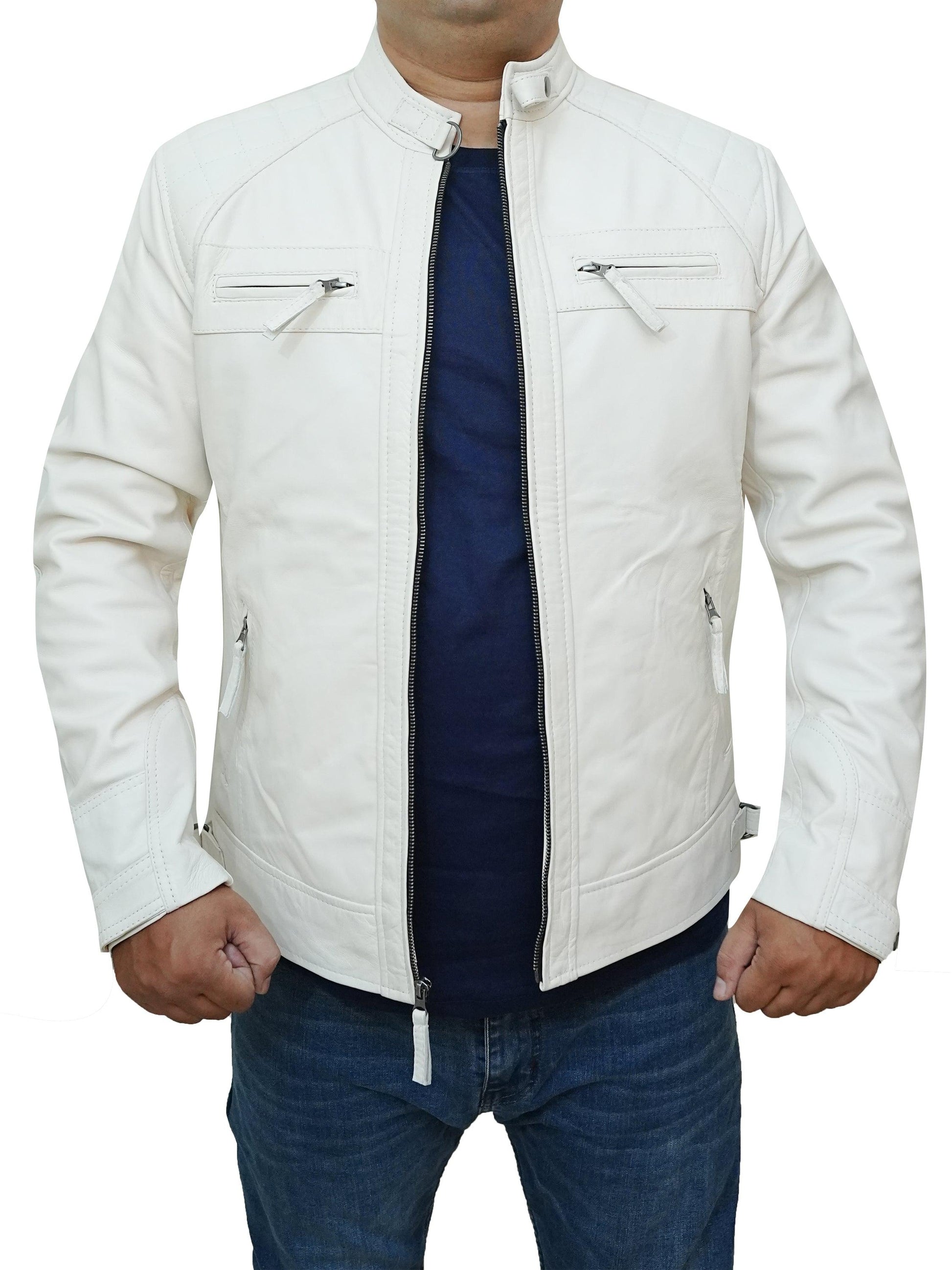 Bringo_Mens_Quilted_Shoulders_Moto_Biker_Cafe_Racer_Metal_Zipper_Strap_Collar_White_Lambskin_Leather_Jacket