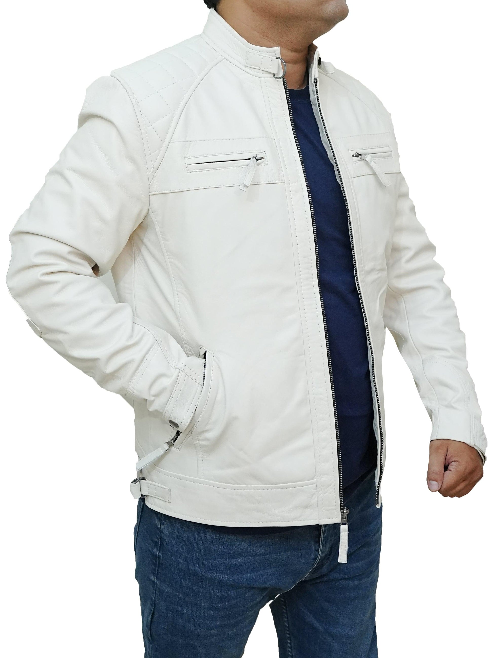Bringo_Mens_Quilted_Shoulders_Moto_Biker_Cafe_Racer_Metal_Zipper_Strap_Collar_White_Lambskin_Leather_Jacket