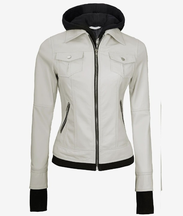 Bringo_Women_Moto_Biker_Racer_Bomber_Removable_Hood_Thumbhole_Shirt_Collar_Off_White_Lambskin_Leather_Jacket_Metal_Zipper