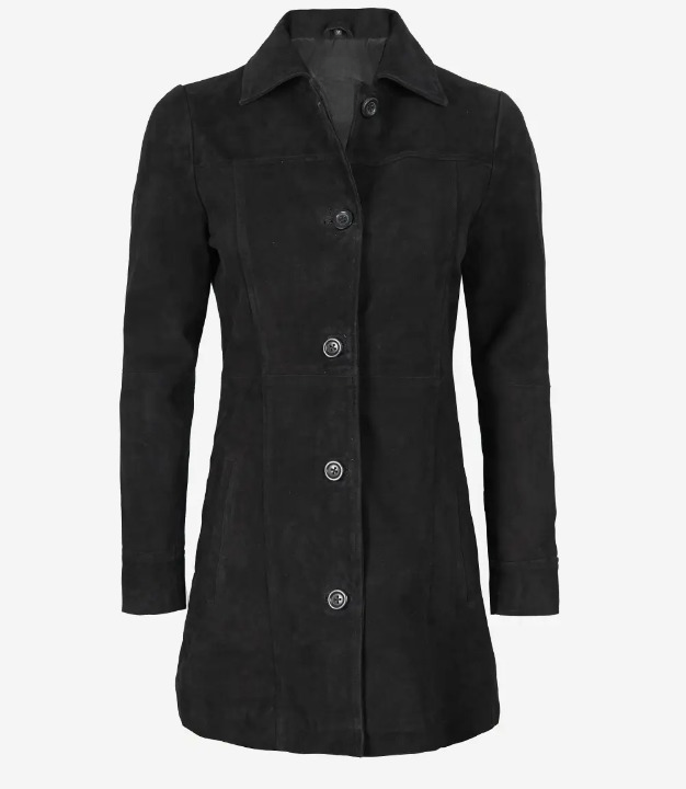 Bringo_Womens_Button_Shirt_Collar_Black_Suede_Lambskin_Leather_Car_Trench_Winter_Long_Coat