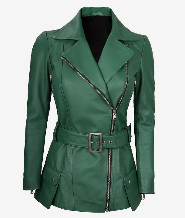 Bringo_Womens_Moto_Biker_Racer_Belted_Green_Lambskin_Leather_Jacket