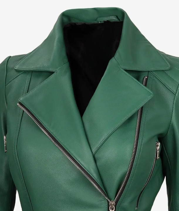 Bringo_Womens_Moto_Biker_Racer_Belted_Green_Lambskin_Leather_Jacket