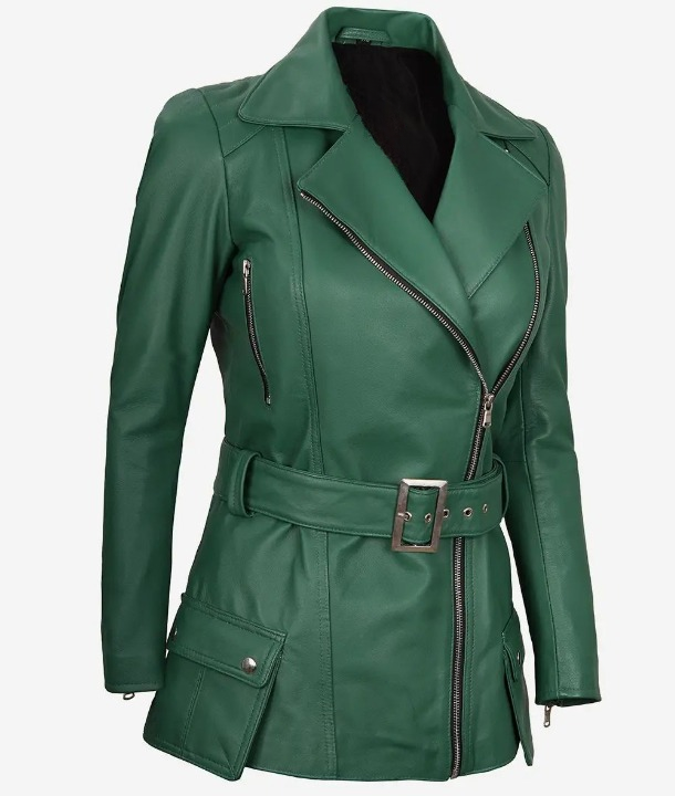Bringo_Womens_Moto_Biker_Racer_Belted_Green_Lambskin_Leather_Jacket