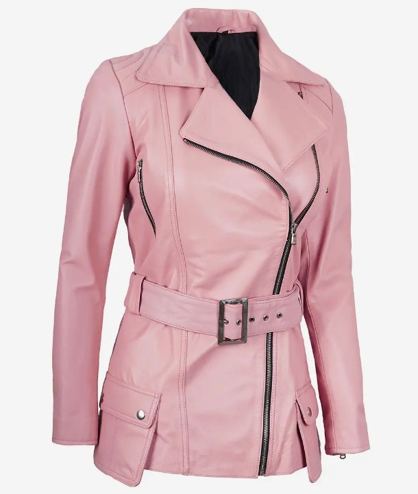 Bringo_Womens_Moto_Biker_Racer_Belted_Pink_Lambskin_Leather_Jacket