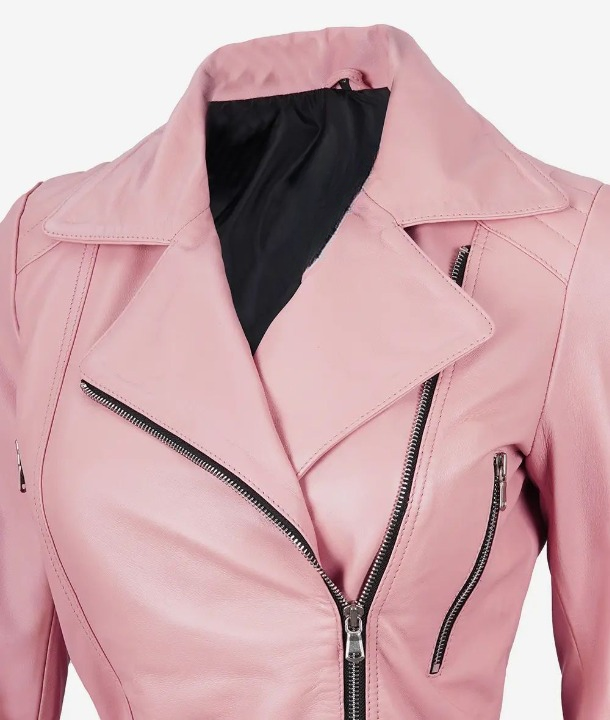 Bringo_Womens_Moto_Biker_Racer_Belted_Pink_Lambskin_Leather_Jacket