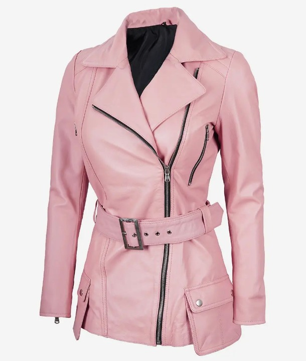 Bringo_Womens_Moto_Biker_Racer_Belted_Pink_Lambskin_Leather_Jacket