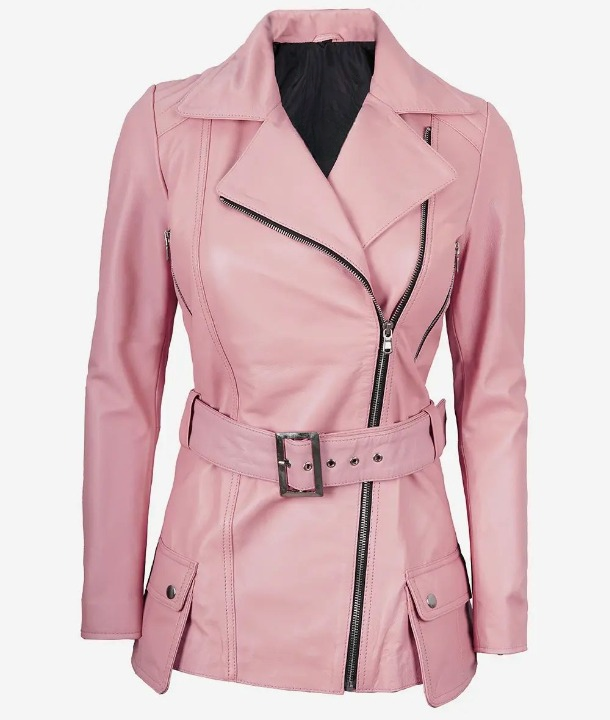 Bringo_Womens_Moto_Biker_Racer_Belted_Pink_Lambskin_Leather_Jacket
