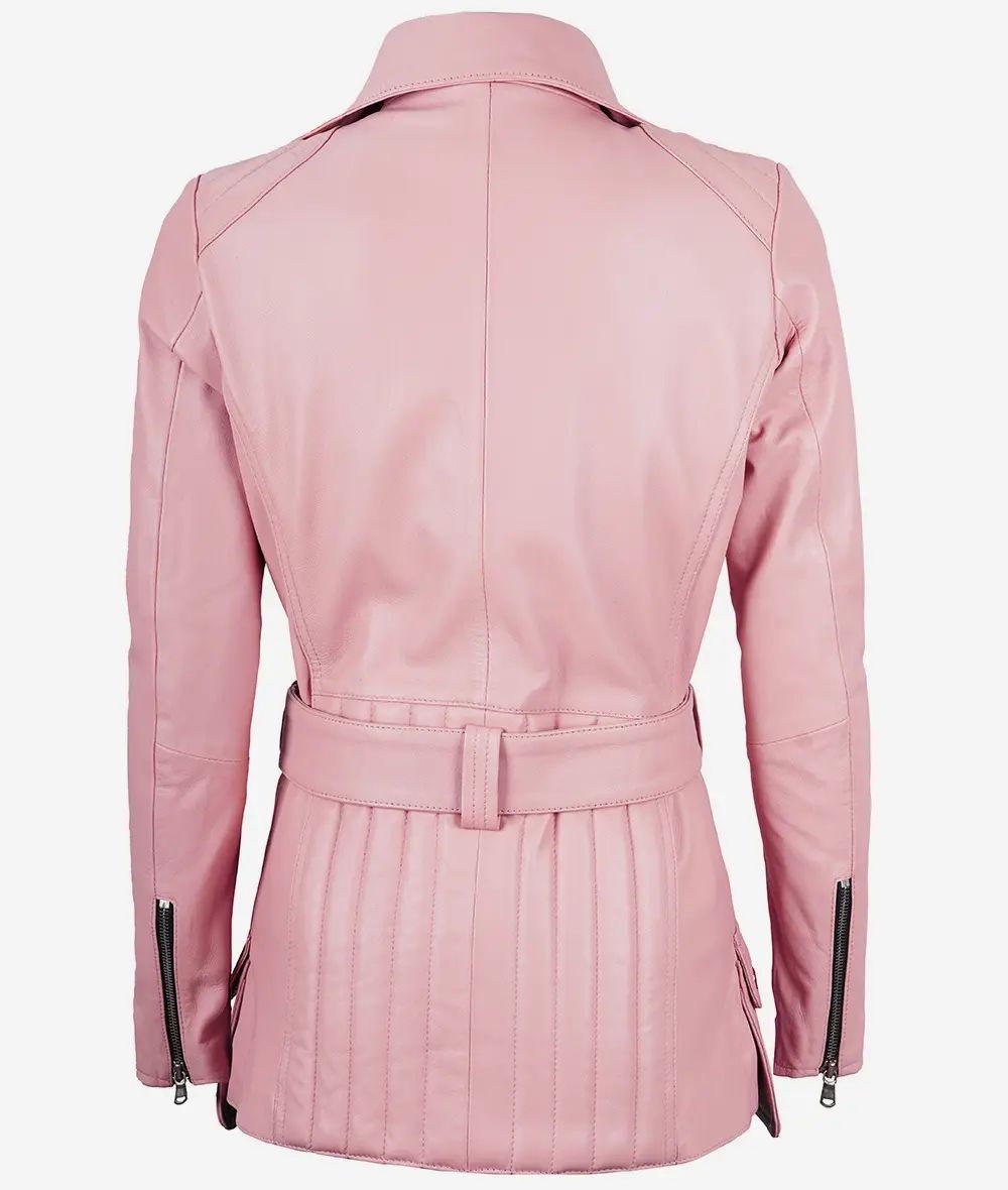 Bringo_Womens_Moto_Biker_Racer_Belted_Pink_Lambskin_Leather_Jacket