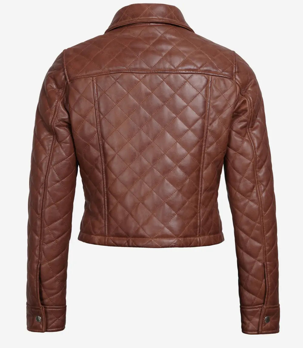 Bringo_Womens_Quilted_Shirt_Collar_Moto_Biker_Bomber_Racer_Button_Cognac_Lambskin_Leather_Cropped_Jacket
