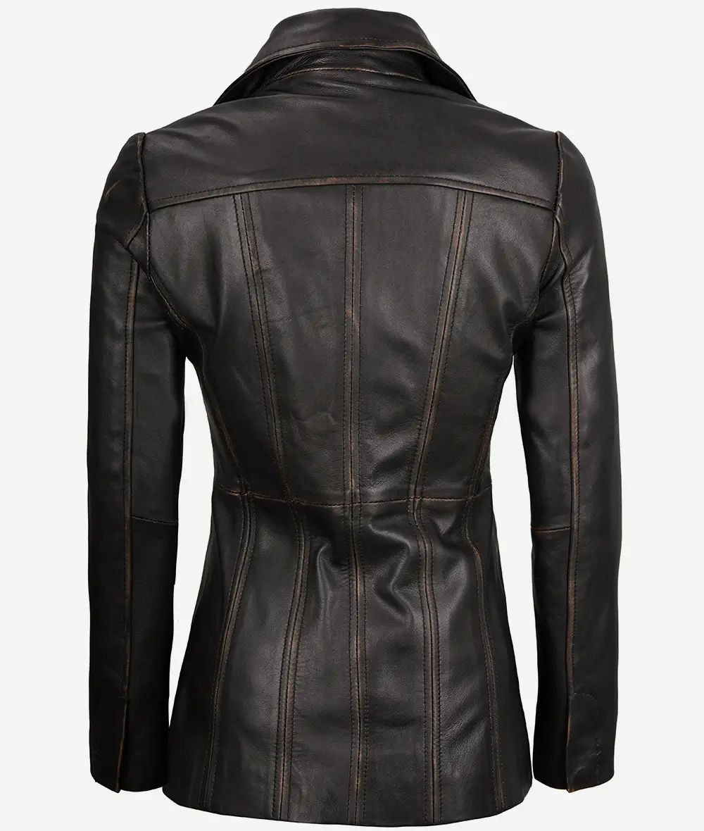 Bringo_Womens_Three_Button_Lapel_Collar_Vintage_Brown_Lambskin_Leather_Blazer