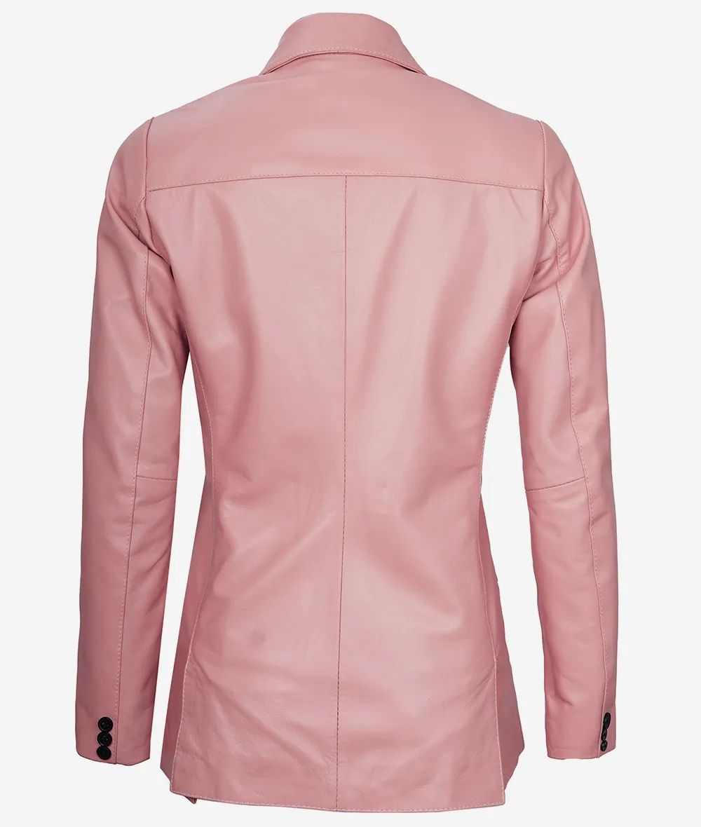 Bringo_Womens_Two_Button_Notch_Lapel_Pink_Lambskin_Leather_Blazer_Vents