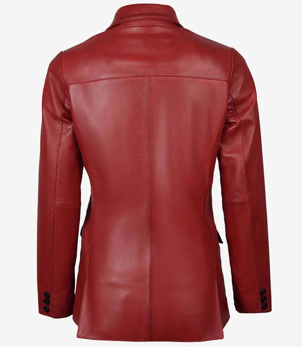 Bringo_Womens_Two_Button_Notch_Lapel_Red_Lambskin_Leather_Blazer_Vents