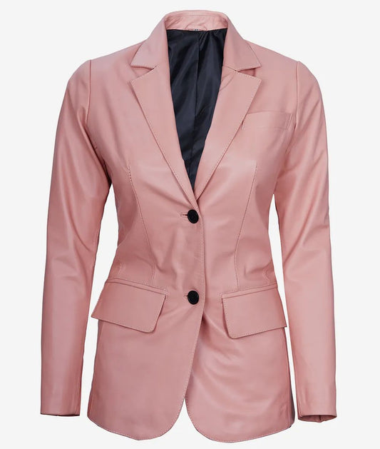 Women's Stylish Look Real Lambskin Two Button Leather Blazer